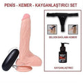 20,5 cm Belden Bağlamalı Gerçekçi Titreşimli Dildo Vibratör Penis Set - U6007B