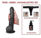 %40 İndirim – 28 cm Belden Bağlamalı Realistik Dildo Zenci Penis Set - CA-U6106B