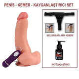 [FIRSAT] %10 İndirim – 22,5 cm Belden Bağlamalı Titreşimli Realistik Dildo Penis Set - CA-BDM10021VB