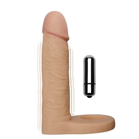 15 cm Realistik Titreşimli Anal Dildo & Penis Halkası - LV1131