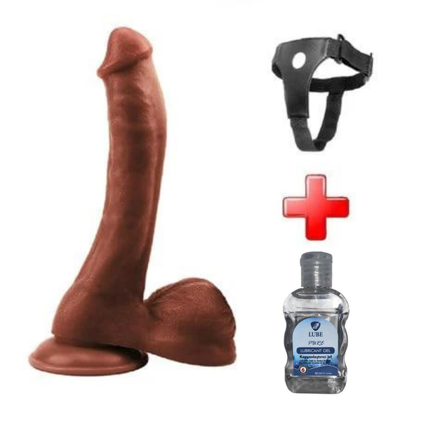 24 cm Belden Bağlamalı Realistik Vantuzlu Melez Dildo Penis - BDM2577B