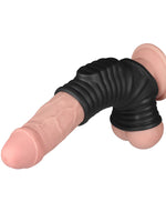 Vibrating Wave Knights Ring with Scrotum Sleeve - LV343138