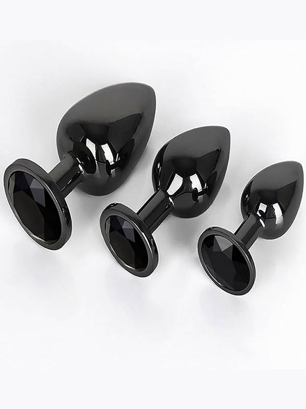 NOXXX Siyah Alüminyum Anal Plug 3'lü Set - NN08