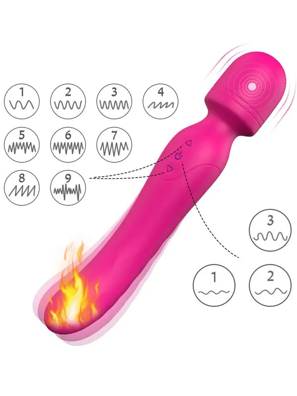 Isıtmalı Masaj Wand Çift Taraflı Vibratör 23 cm - 202228