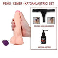 20,5 cm Belden Bağlamalı Titreşimli Realistik Dildo Penis Set - BDM10017VB
