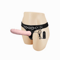 19 cm Belden Bağlamalı Titreşimli İçi Dolu Strapon Penis - BDM2228