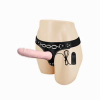 19 cm Belden Bağlamalı Titreşimli İçi Dolu Strapon Penis - BDM2228