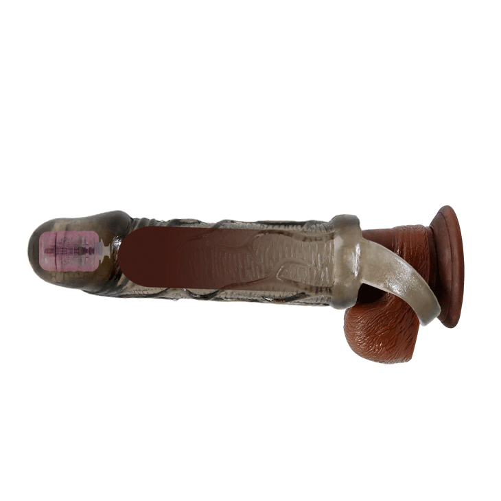 3 cm Dolgu Uzatmalı Titreşimli Zenci Penis Kılıfı Prezervatif Vibratör - BDM2616
