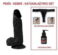 17 cm Belden Bağlamalı Realistik Dildo Zenci Penis Set - BDM10032B