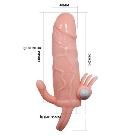 Anal Vajinal Klitoral Uyarıcılı Titreşimli Penis Kılıfı - CA-B1207