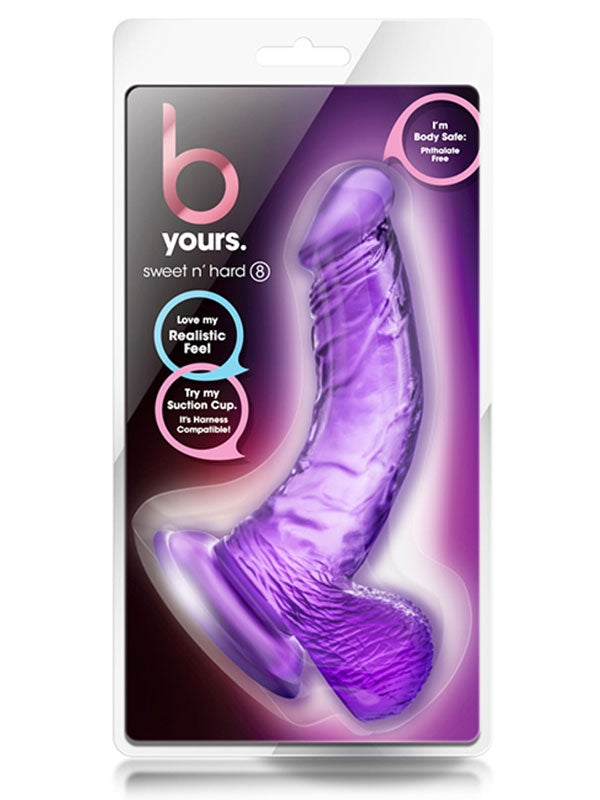 B Yours Sweet’n Hard 8 Eğik Jel Penis 16,51 cm Mor - T330408
