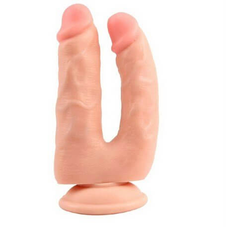 İki Uçlu Vantuzlu Realistik Çatal Dildo - BDM2154