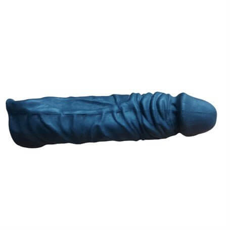 6 cm Dolgulu 19 cm Damarlı Premium Siyah Penis Kılıfı - BDM1146
