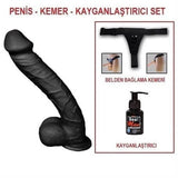 [FIRSAT] %35 İndirim – 33 cm Belden Bağlamalı Realistik Dev Zenci Penis Set - CA-BDM10020SB
