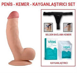 20 cm Belden Bağlamalı Realistik Dildo Penis Set - CA-LV1081B