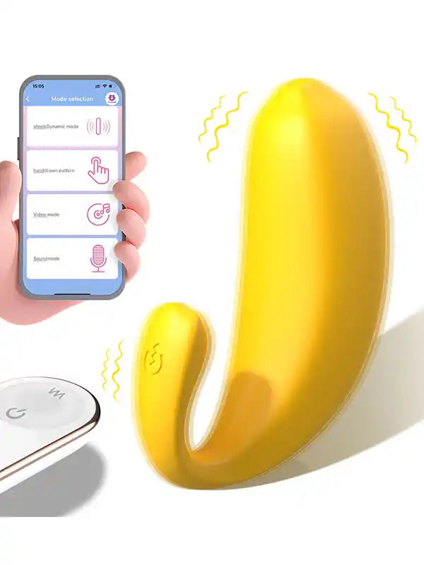 Muz Tasarımlı Giyilebilir Şarjlı Telefon Kontrollü Vibratör - S219-4