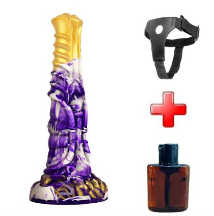 Belden Bağlamalı 21 cm Et Dokulu Fantezi Renklerde Gerçekçi Çift Katmanlı Sünnetsiz Silikon Penis - Horse Power 4 - BDM1622B