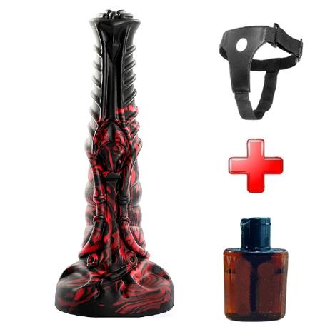 Belden Bağlamalı 21 cm Et Dokulu Fantezi Renklerde Gerçekçi Çift Katmanlı Sünnetsiz Silikon Penis - Horse Power 5 - CA-BDM1623B