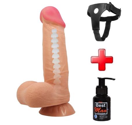 Belden Bağlamalı 21,8 cm Kıkırdak Yapılı Çift Katmanlı Gerçekçi Dildo Penis - BDM1328B