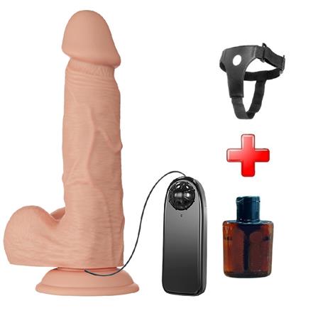 Belden Bağlamalı 21,8 cm Titreşimli Gerçekçi Kalın Dildo Penis - Bahamut - BDM1255B