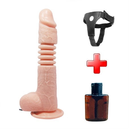 Belden Bağlamalı 22 cm İleri Geri Hareketli Gerçekçi Silikon Vantuzlu Penis - BDM8097B