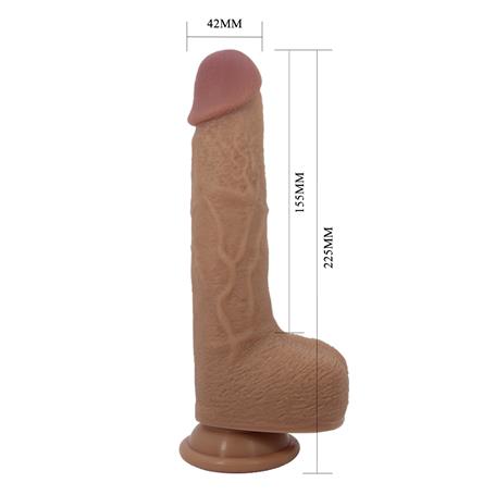 Belden Bağlamalı 22,5 cm İleri Geri Hareketli Uzaktan Kumandalı Manyetik Şarjlı Gerçekçi Vantuzlu Melez Penis - Tommy - BDM1346B