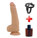 Belden Bağlamalı 23,3 cm Yeni Nesil Çift Katmanlı Realistik Vantuzlu Dildo Penis - Draco - BDM1507B