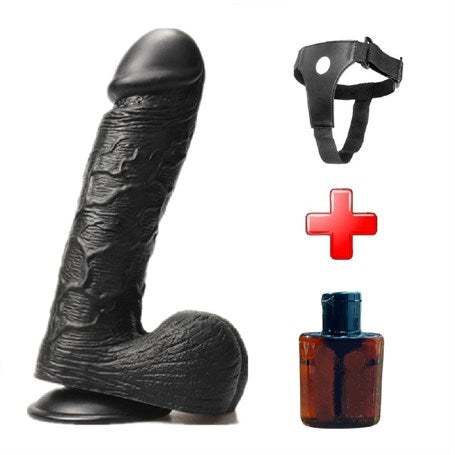 Belden Bağlamalı 24 cm Dev Boy Realistik Vantuzlu Zenci Dildo Penis - PX047SB