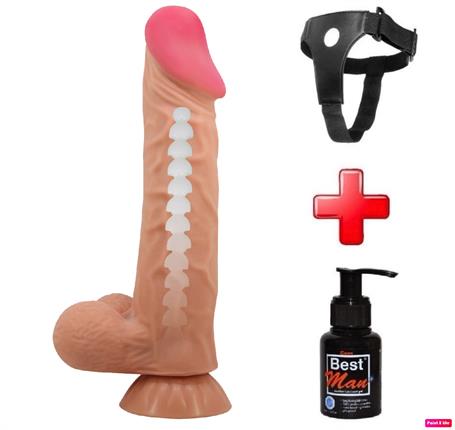 Belden Bağlamalı 24 cm Kıkırdak Yapılı Çift Katmanlı Gerçekçi Dildo Penis - BDM1325B
