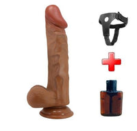 Belden Bağlamalı 24 cm Yeni Nesil Çift Katmanlı Realistik Vantuzlu Dildo Penis - Buraq - BDM1411B
