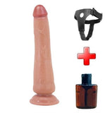 Belden Bağlamalı 25 cm Yeni Nesil Çift Katmanlı Realistik Vantuzlu Testissiz Melez Dildo Penis - Tiemeyer2 - BDM1506B