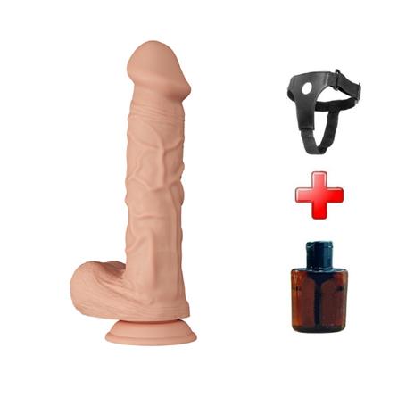 %10 İndirimli - Belden Bağlamalı 26 cm Gerçekçi Kalın Dildo Penis - Bergrisi - CA-BDM1252B