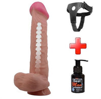 Belden Bağlamalı 26 cm Kıkırdak Yapılı Çift Katmanlı Melez Gerçekçi Dildo Penis - CA-BDM1323B