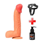 %10 İndirimli - Belden Bağlamalı 27,5 cm Dev Boy Realistik Vantuzlu Dildo Penis - CA-PX046B