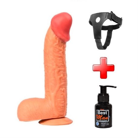 %10 İndirimli - Belden Bağlamalı 27,5 cm Dev Boy Realistik Vantuzlu Dildo Penis - CA-PX046B