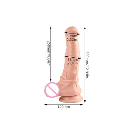 Belden Bağlamalı 33 cm Et Dokulu Gerçekçi Çift Katmanlı Sünnetsiz Silikon Penis - Horse Power 2 - BDM1582B