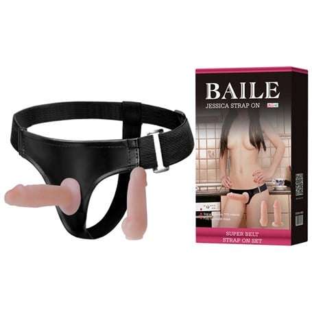 Belden Bağlamalı İçi Dolu Çift Strapon Penis - B1221