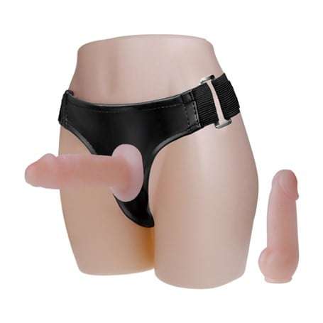 Belden Bağlamalı İçi Dolu Çift Strapon Penis - B1221
