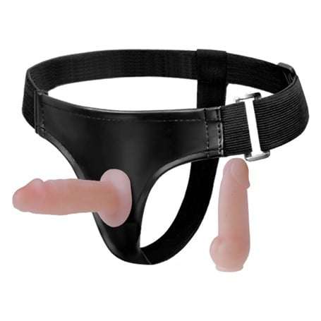 Belden Bağlamalı İçi Dolu Çift Strapon Penis - B1221