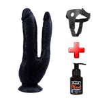%10 İndirimli - Belden Bağlamalı İki Uçlu Vantuzlu Realistik Çatal Zenci Dildo Penis - CA-BDM4647B