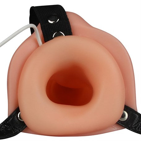 Belden Bağlamalı Titreşimli 12,5 cm İçi Boş İkili Çatal Strapon Penis - LV3006
