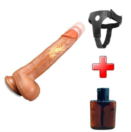Belden Bağlamalı USB Şarjlı Uzaktan Kumandalı 23 cm İleri Geri Hareketli Titreşimli Isıtmalı Dildo - CA-BDM1586B