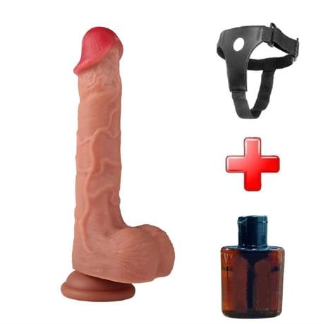 Belden Bağlamalı Uzaktan Kumandalı USB Manyetik Şarjlı 21,5 cm İleri Geri Hareketli Titreşimli Dildo - Baird - BDM1626B