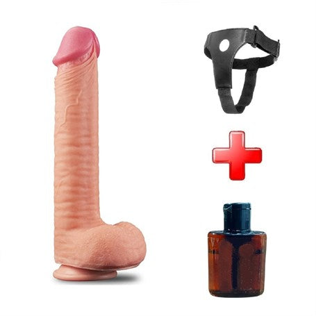 Belden Bağlamalı Yeni Nesil Çift Katmanlı 30,5 cm Realistik Dev Dildo Penis - LV411013B