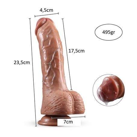 Belden Bağlamalı Yeni Nesil Çift Katmanlı 23,5 cm Realistik Dildo Penis - BDM1290B