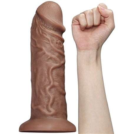Belden Bağlamalı Yeni Nesil Çift Katmanlı 26,6 cm Realistik Kalın Dildo Melez Penis - LV111011B
