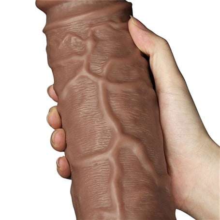 Belden Bağlamalı Yeni Nesil Çift Katmanlı 26,6 cm Realistik Kalın Dildo Melez Penis - LV111011B