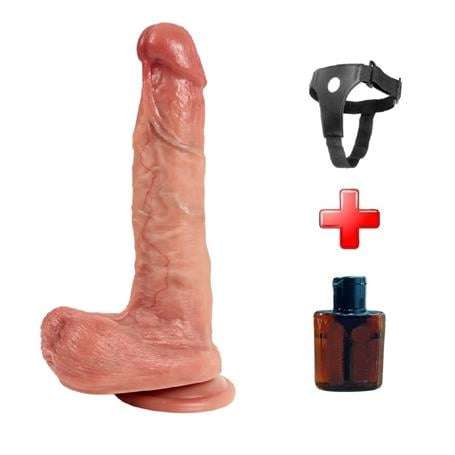 Belden Bağlamalı Yeni Nesil Çift Katmanlı 21,5 cm Realistik Dildo Penis - BDM1293B