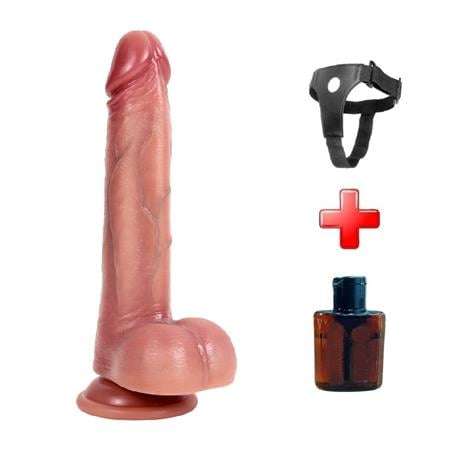 Belden Bağlamalı Yeni Nesil Çift Katmanlı 22 cm Realistik Dildo Penis - BDM1294B