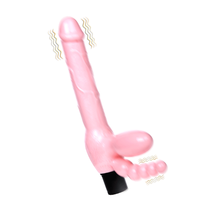 Çift Taraflı Strapon Belden Bağlamalı G-Spot Vibratör Anal Plug - B1009